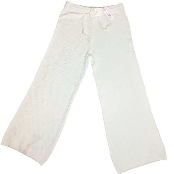 VINEYARD VINES Crocheted Wide Leg Pants Marshmallow NWT Hemp Cotton Loungewear - Picture 2 of 10